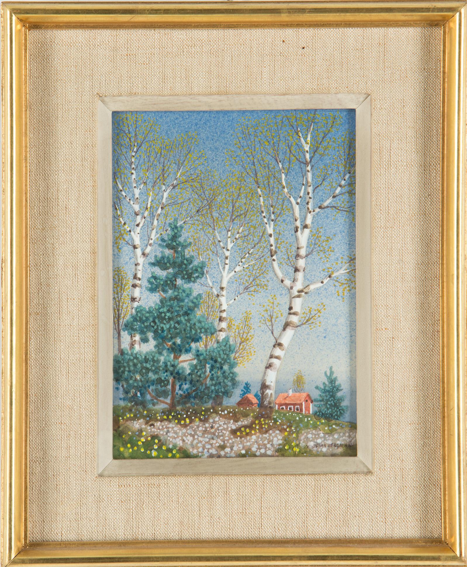 OSKAR BERGMAN, akvarell, signerad.