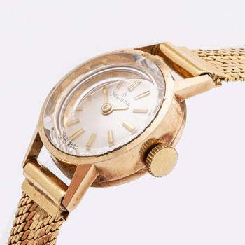 HELVETIA - WRISTWATCH, 14K gold, gold bracelet 18K, 17 mm.