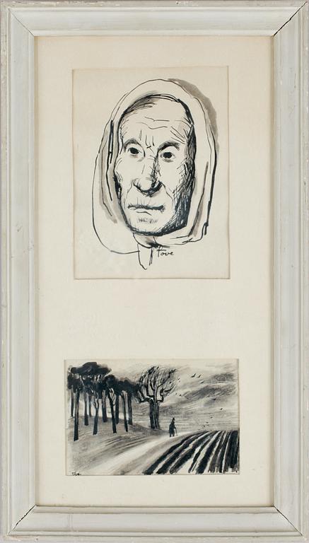 TOVE JANSSON, tuschteckningar, 2 st, sign.