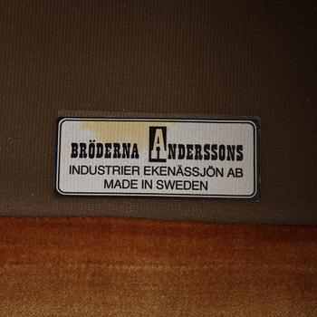 A pair of mahogany and velvet easy chairs by Bröderna Andersson, 1960's.