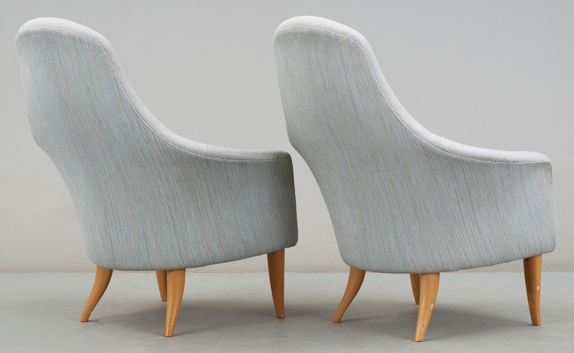 FÅTÖLJER, ett par, Kerstin Hörlin-Holmquist, "Stora Adam", Triva-serien, Nordiska Kompaniet, 1950/60-tal.