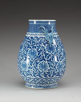 A large blue and white vase, Qing dynasty, with Qianlong seal mark.