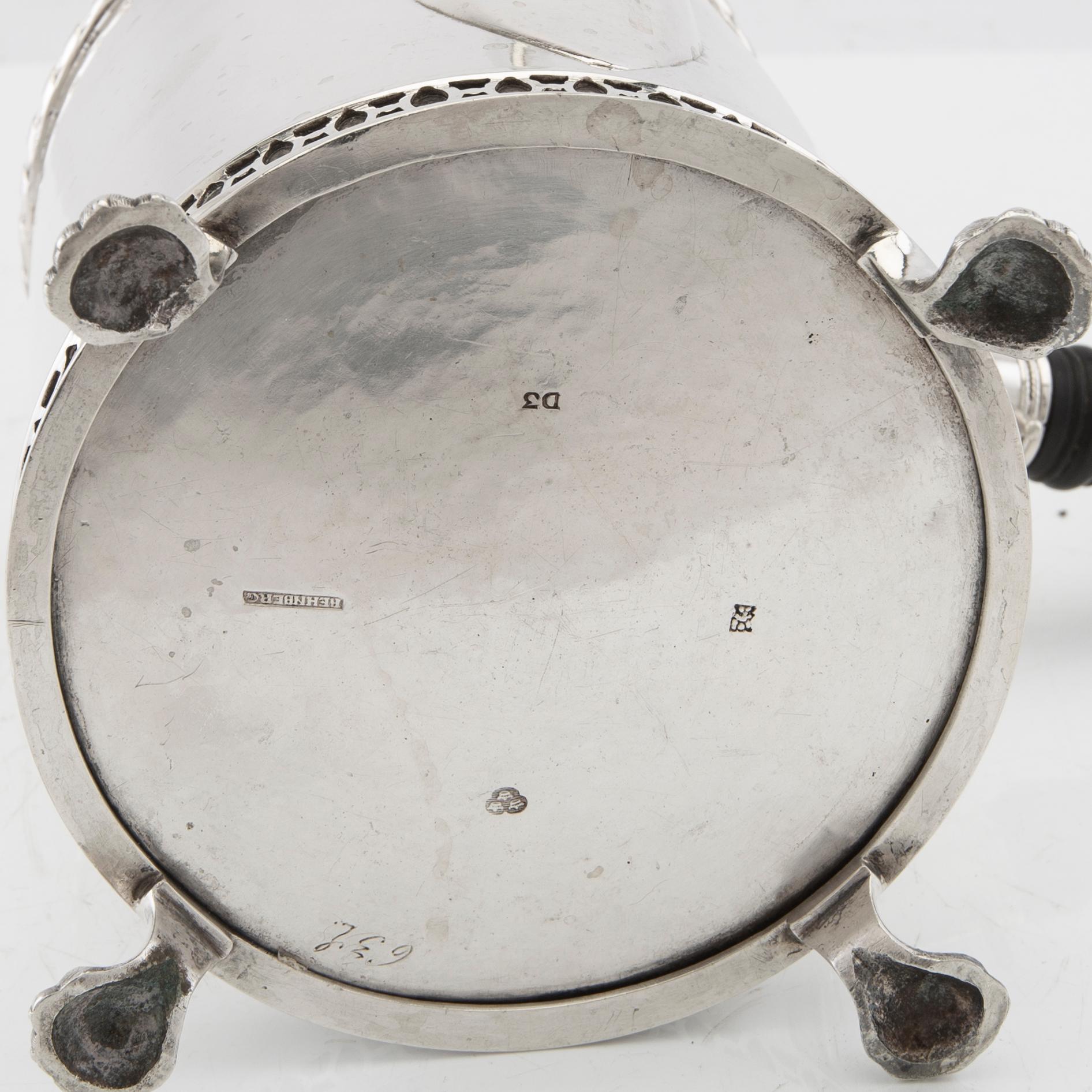 Gustaf Rehnberg coffee pot, silver, late Gustavian, Norrköping 1810.