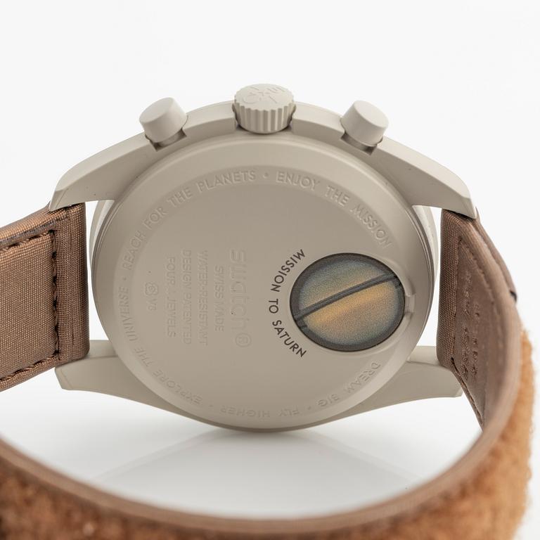 Swatch/Omega, MoonSwatch, Mission To Saturn, kronograf, armbandsur, 42 mm.