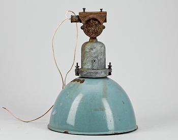 INDUSTRILAMPA, blå emalj, 1900-talets första hälft.