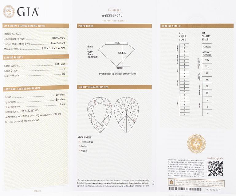 Örhängen, enstensörhängen, 18K vitguld med droppslipade diamanter.