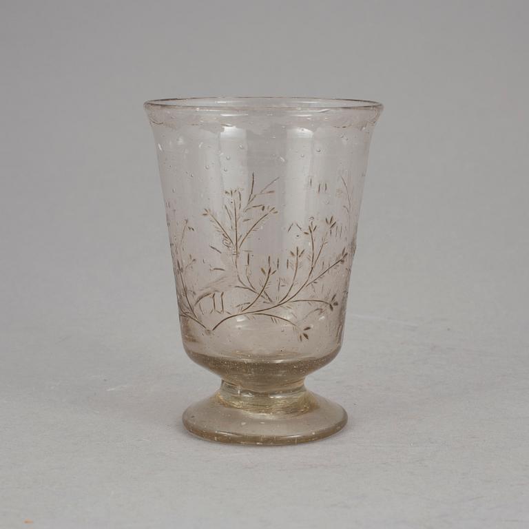 BÄGARE, glas, 1700-tal.