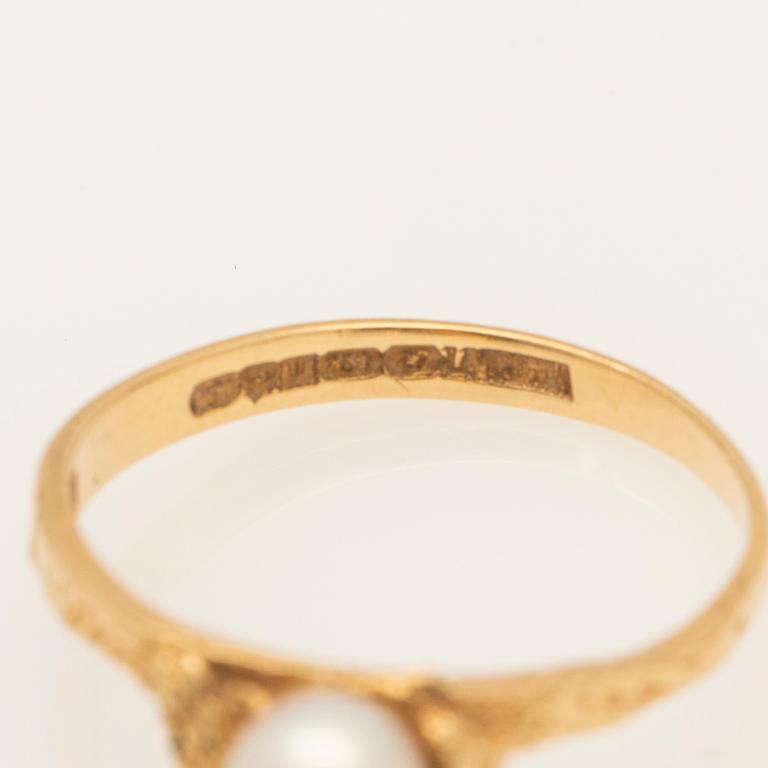 Björn Weckström, ring, 18K med odlad pärla, Lapponia, Finland.