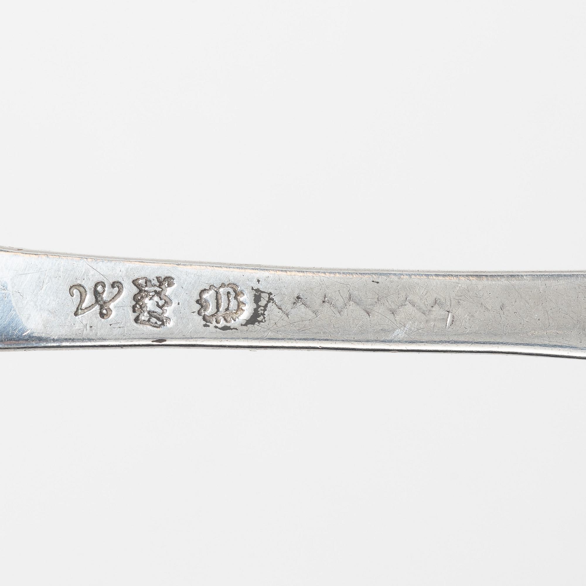 A Swedish silver rat-tail spoon, mark of Jacob Brunck, Stockholm 1733.
