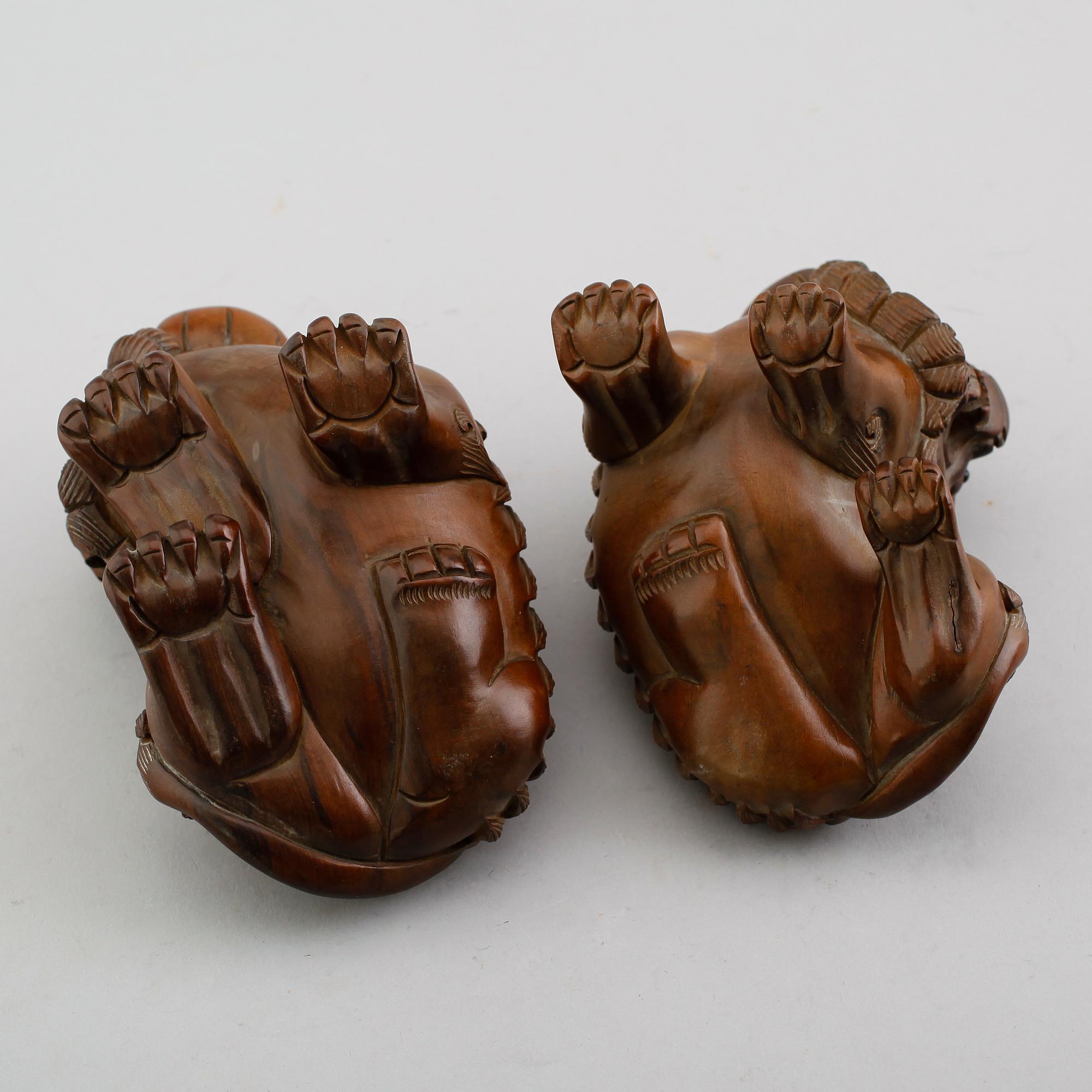 FIGURER, 1 par, snidat trä, Kina, 2000-tal.