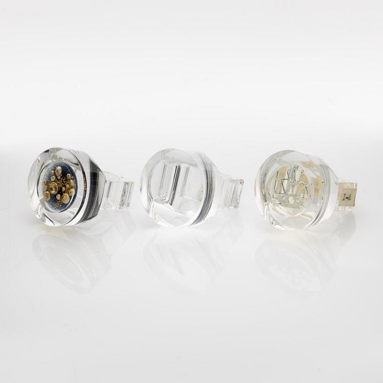 Siv Lagerström, three acrylic plastic rings, 1970s.