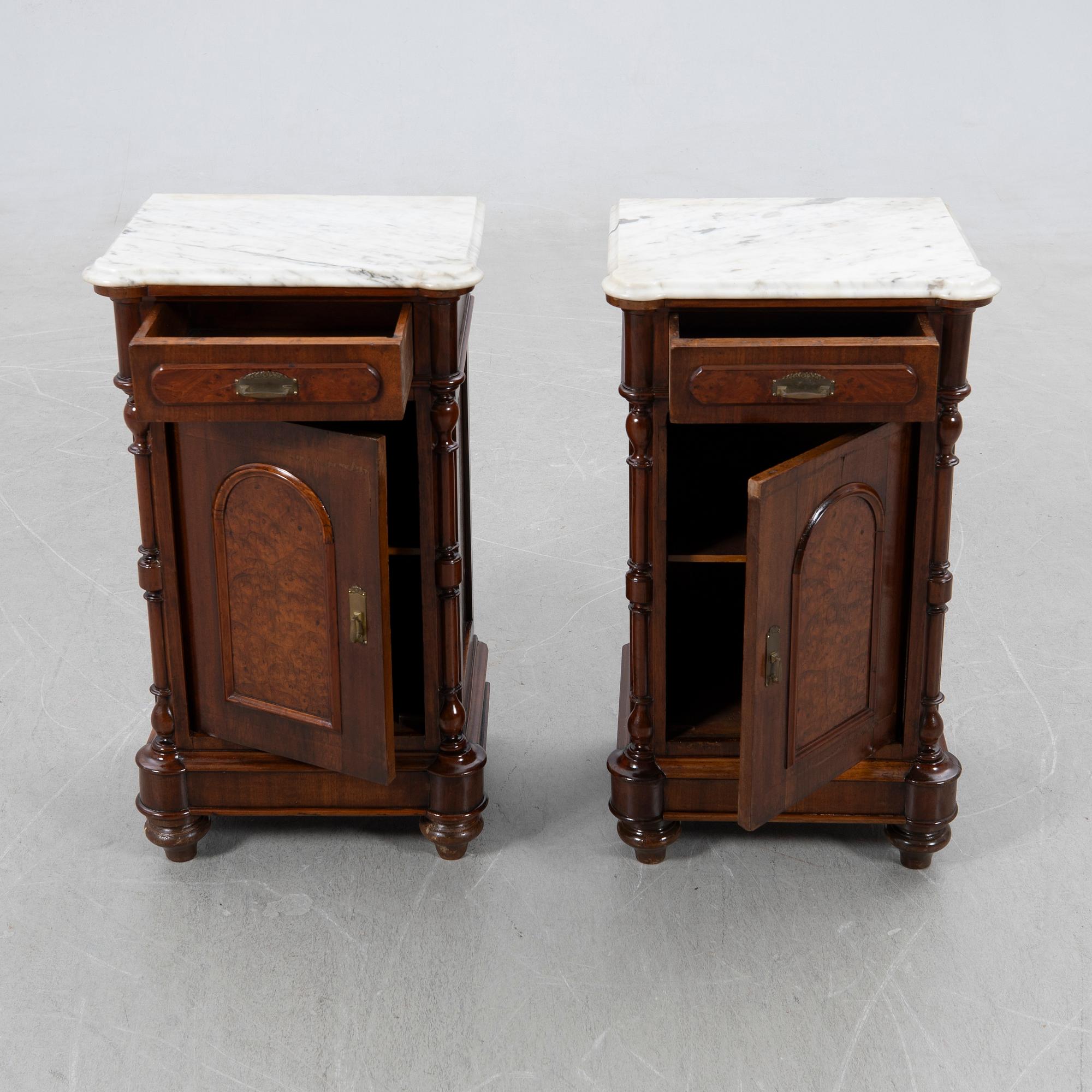 Nightstands, a pair, first half of the 20th century.