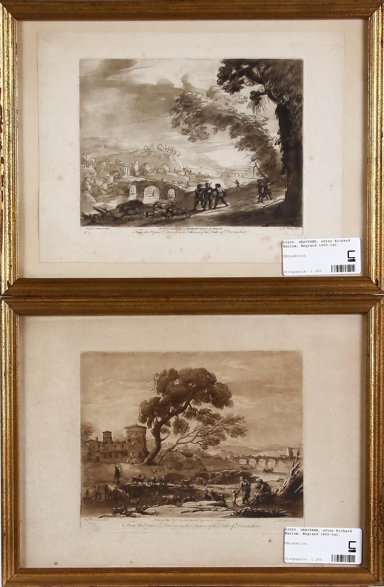 GRAVYRER, efter Richard Earlom, England 1800-tal.