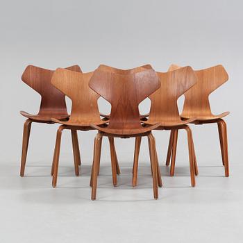 ARNE JACOBSEN, "Grand Prix", stolar, 6 st, Fritz Hansen, Danmark, sannolikt 1950-60-tal.