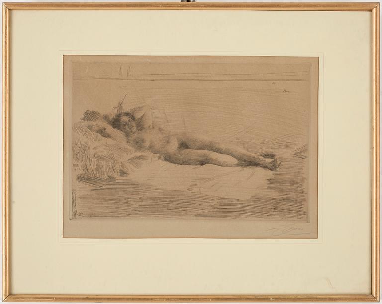 ANDERS ZORN, etsning, daterad 1913 samt 1914, signerad med blyerts.