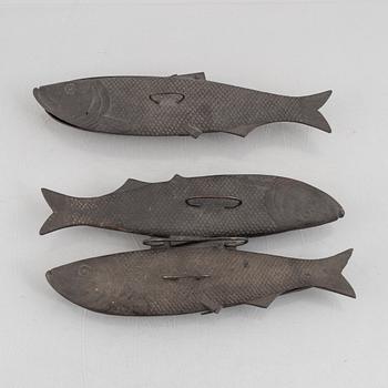 Fish moulds, 2 pcs, cast iron, Arbrå, second half of the 20th century.