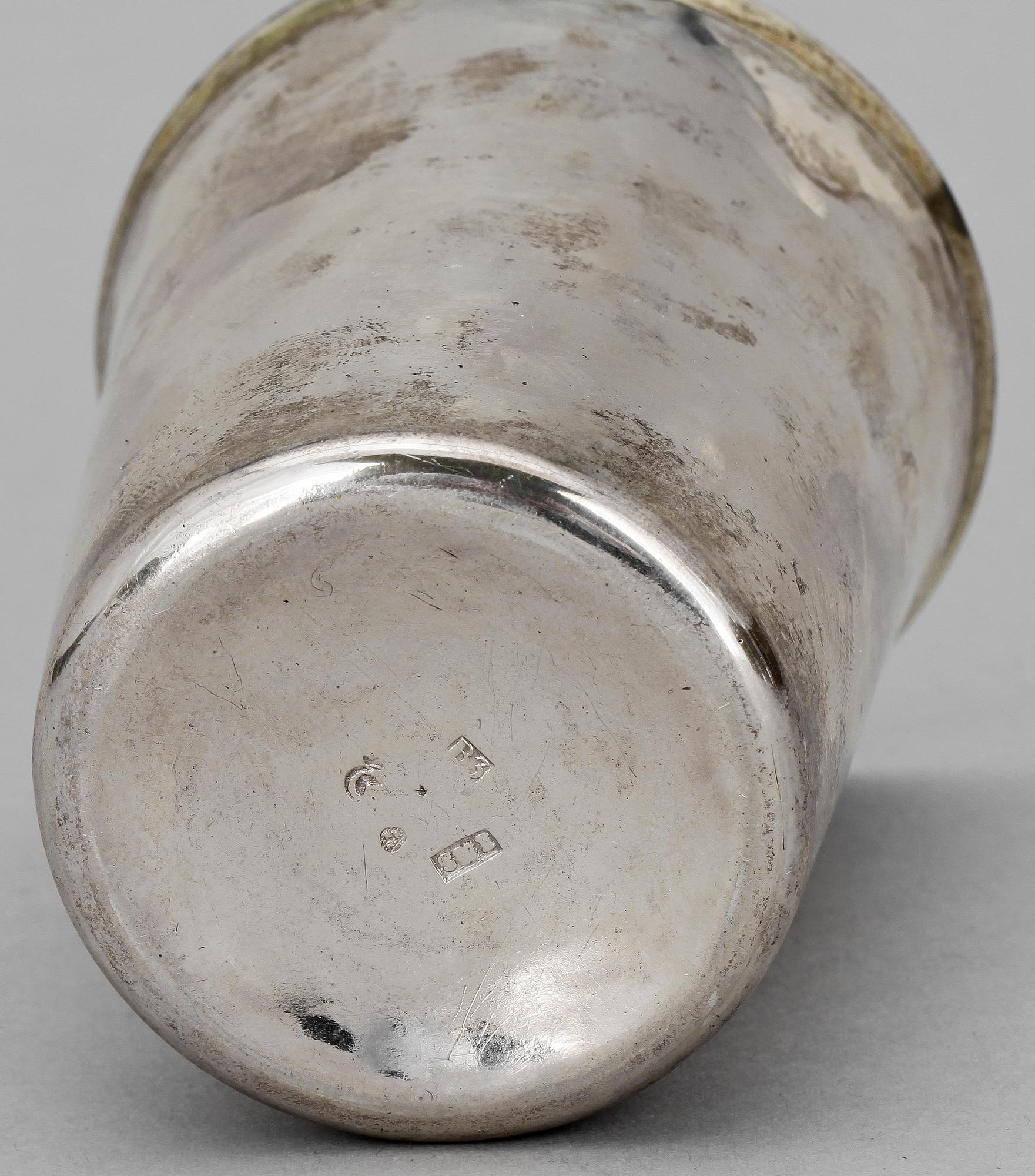 BÄGARE, silver, Johan Malmstedt, Göteborg, 1808. Ca 132g.