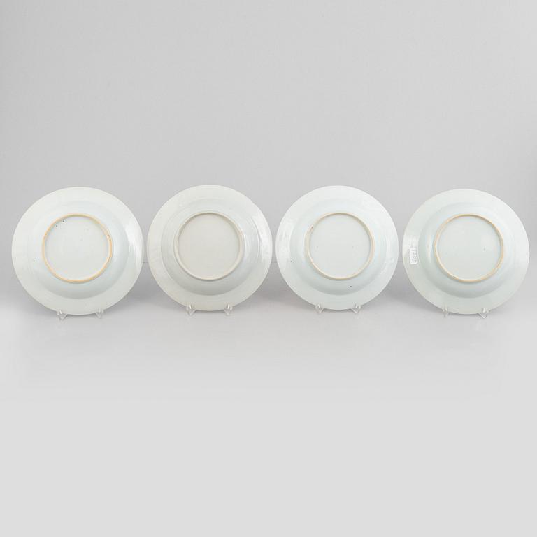 A set of four blue and white soup dishes, Qing dynasty, Qianlong (1736-95).
