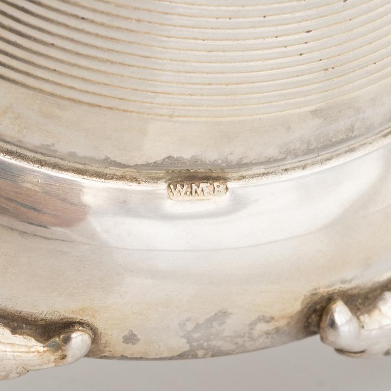 Württembergische Metallwarenfabrik, WMF, candlesticks, a pair of similar ones, nickel silver, circa 1900.