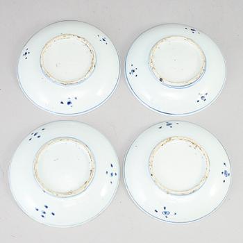 A set of four blue and white dishes, Tianqi/Chongzhen, 17th Century.