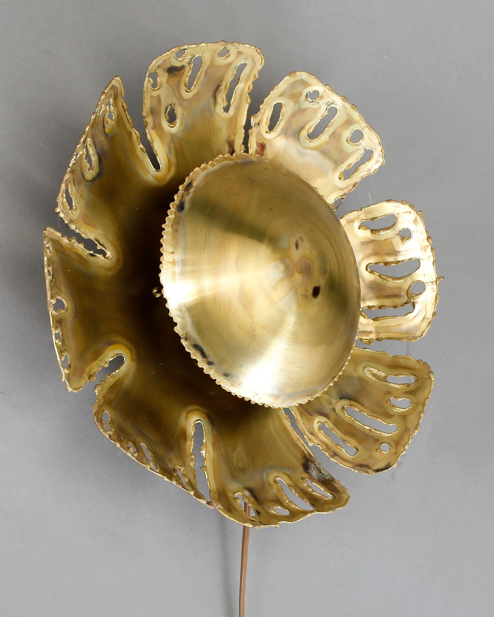 VÄGGLAMPA, mässing, Holm Sørensen & Co, Danmark, 1900-talets andra hälft.