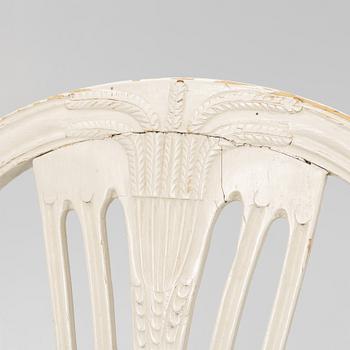 Three matched Gustavian chairs, second half of the 18th century.