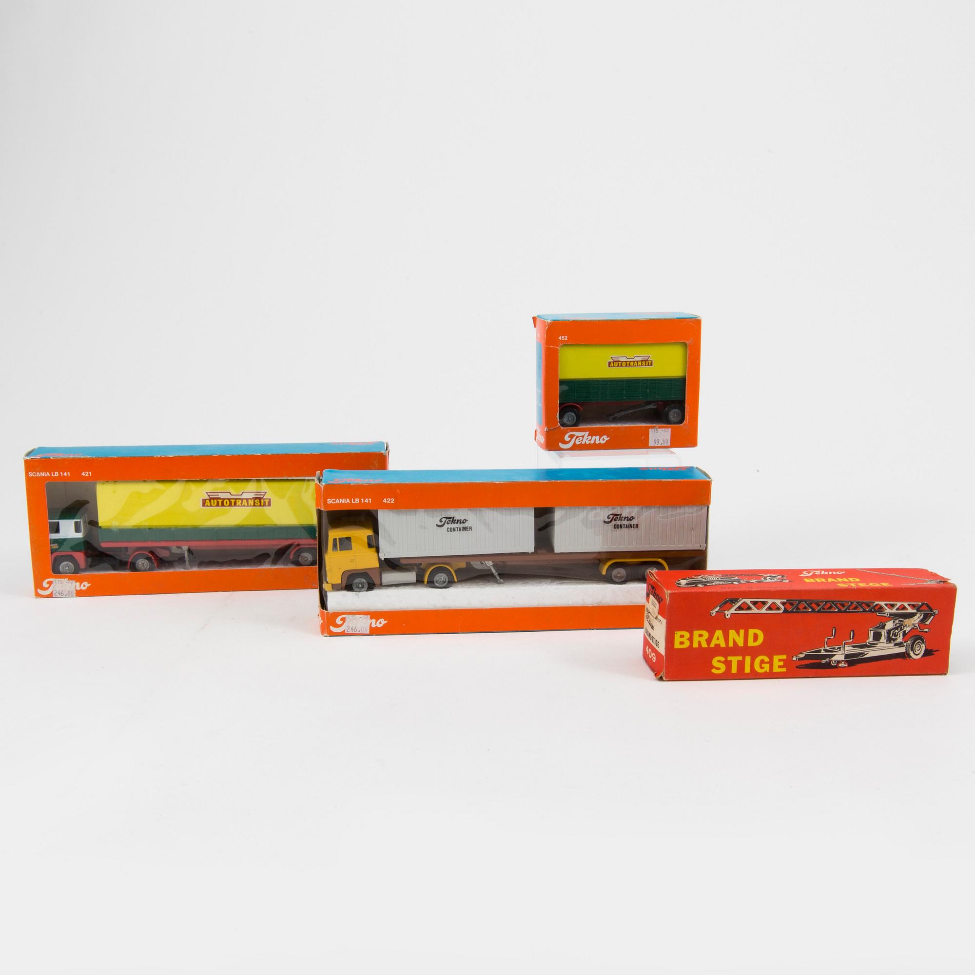 A lot of four pieces of Tekno vehicles Denmark and Holland 1960/70s.