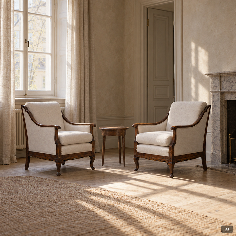 Armchairs, a pair, 1930s/40s.
