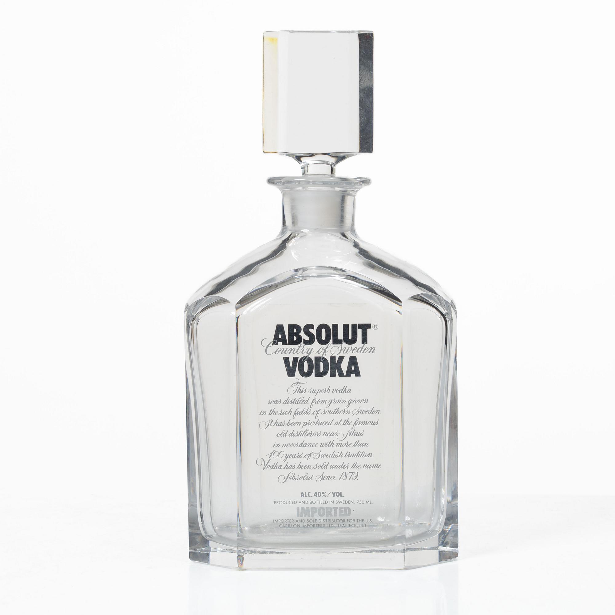 Olle Alberius, A decanter in case, “Absolut Vodka”, Orrefors, 1980s.