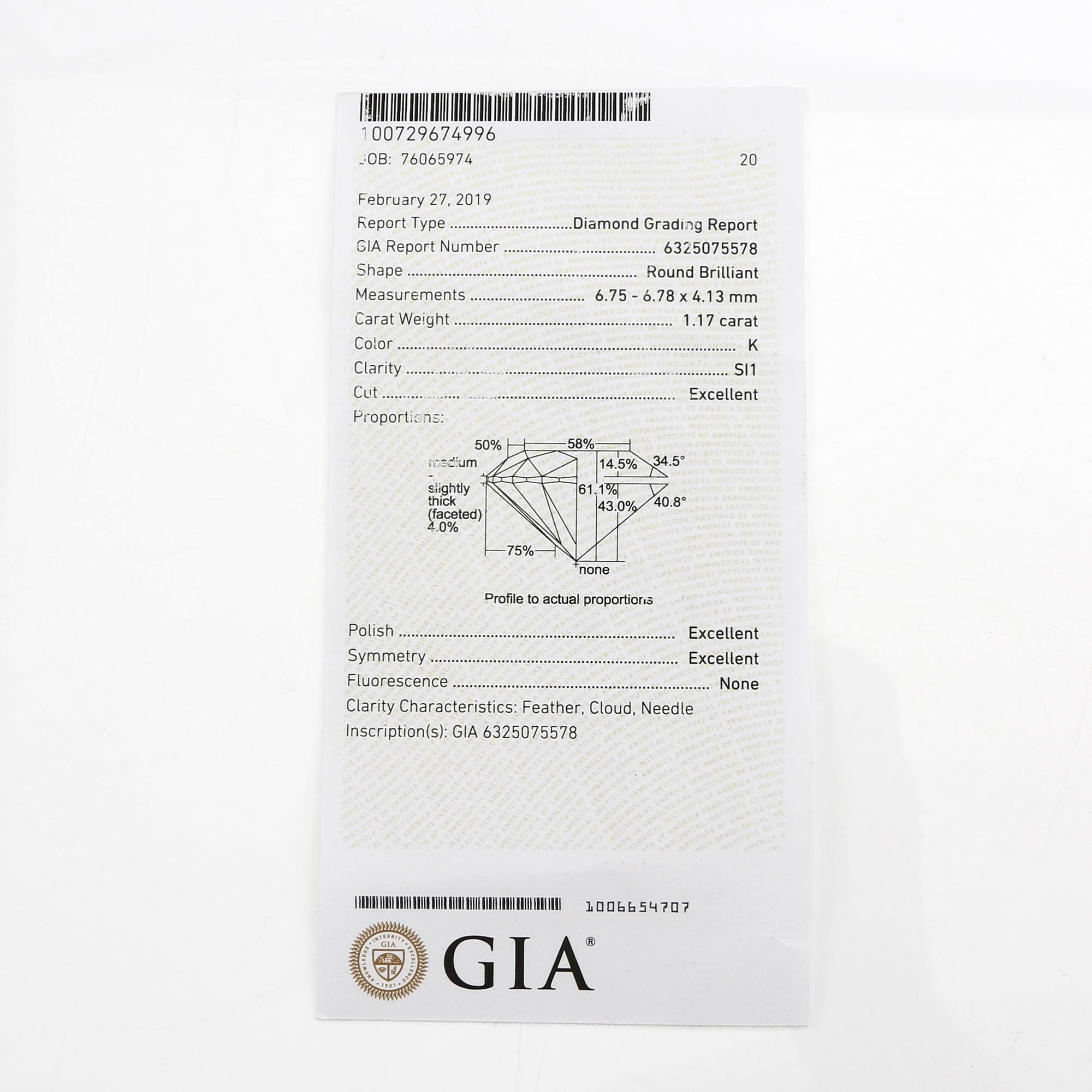 Ring platina med runda briljantslipade diamanter, Giraux Fine Jewelry San Francisco USA, GIA report.