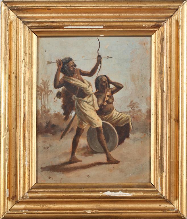 OKÄND KONSTNÄR, olja på pannå, 1800-tal.