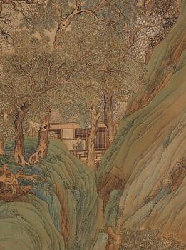 A large landscape painting in the style of Wen Peng (1498-1573), Qing dynasty, 19th century.