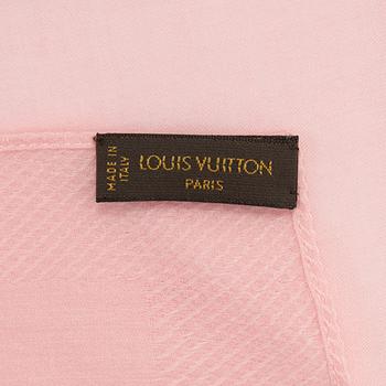 Louis Vuitton, A pink monogram kashmir /silk shawl.