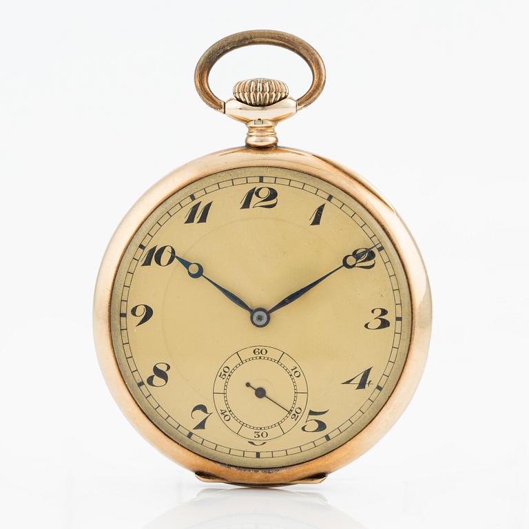 Record, pocket watch, 14K gold, 52.5 mm.