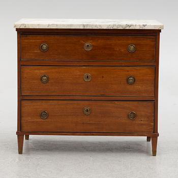 A late gustavian chest of drawers, around 1800.