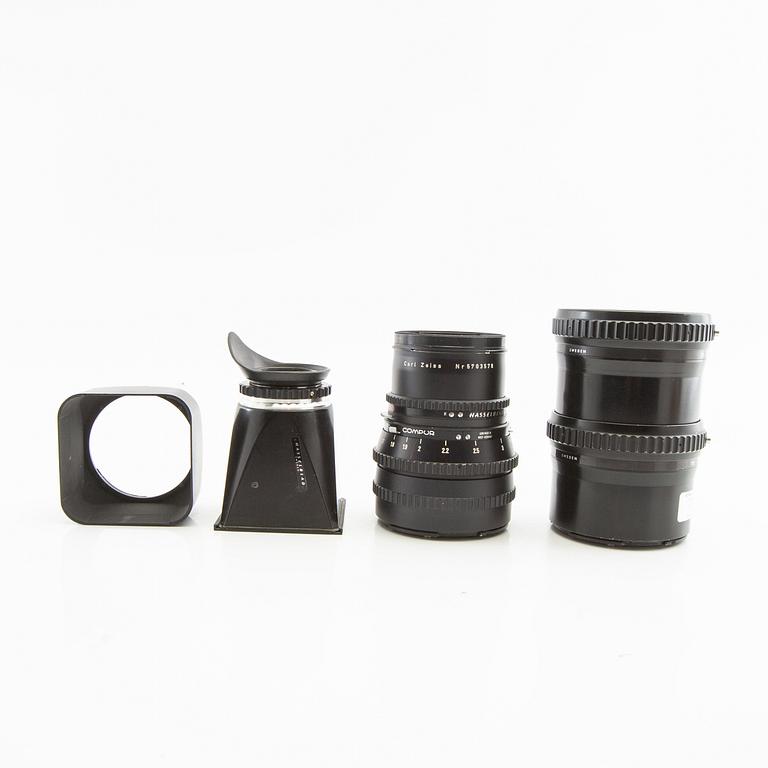 Hasselblad 500 C/M camera with lens and accessories.