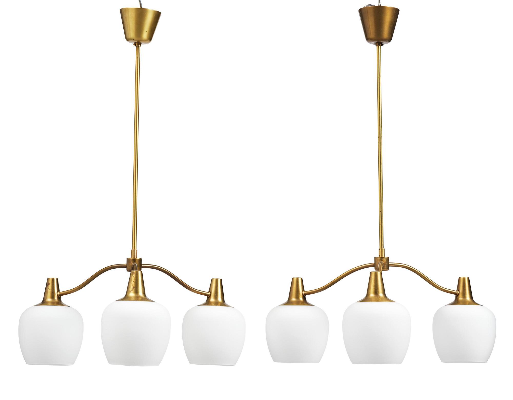 Harald Notini, a pair of ceiling lamps model 11954, Arvid Böhlmarks Lampfabrik, Stockholm, 1950s.