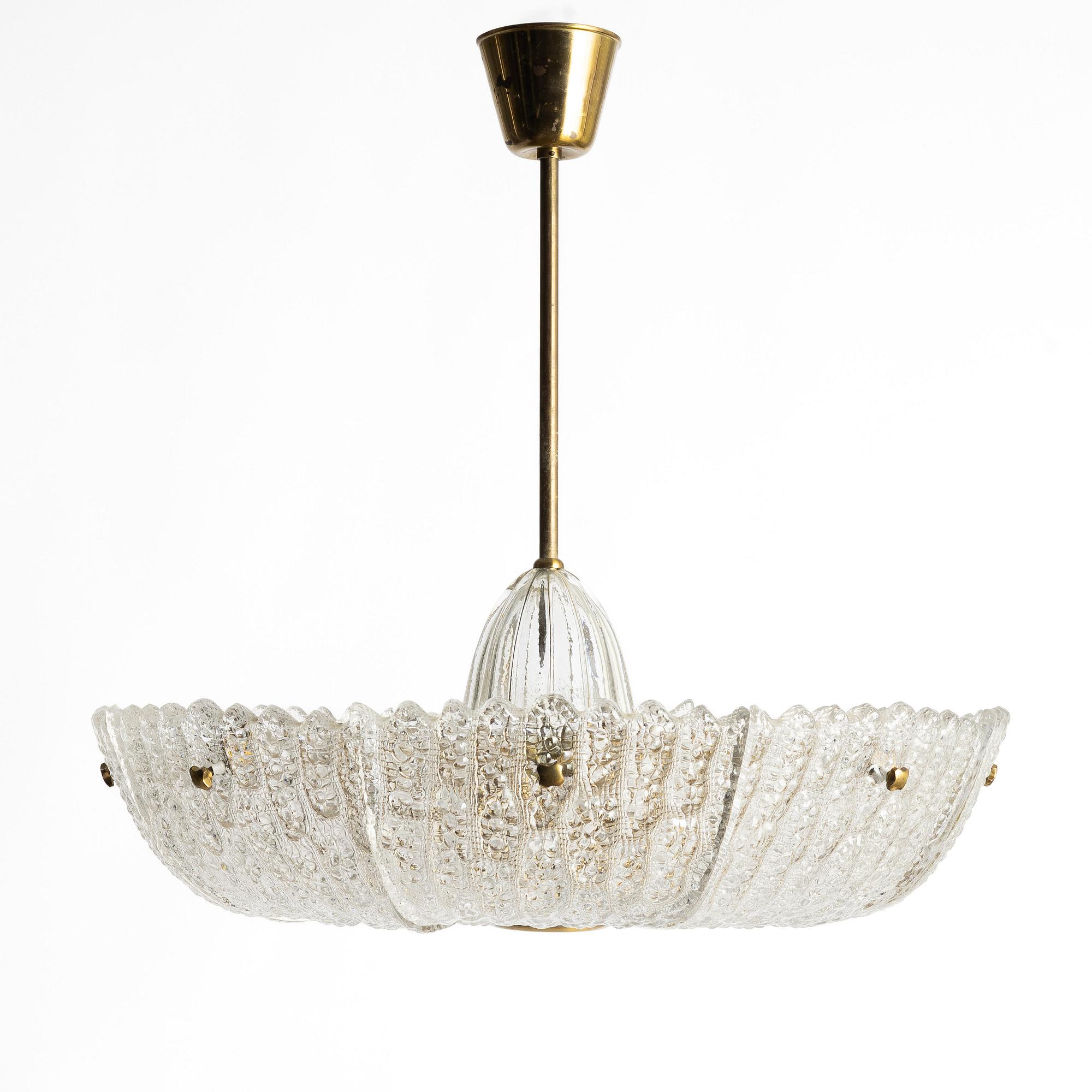 Carl Fagerlund, A Swedish Orrefors glass chandalier, mid 20th century.