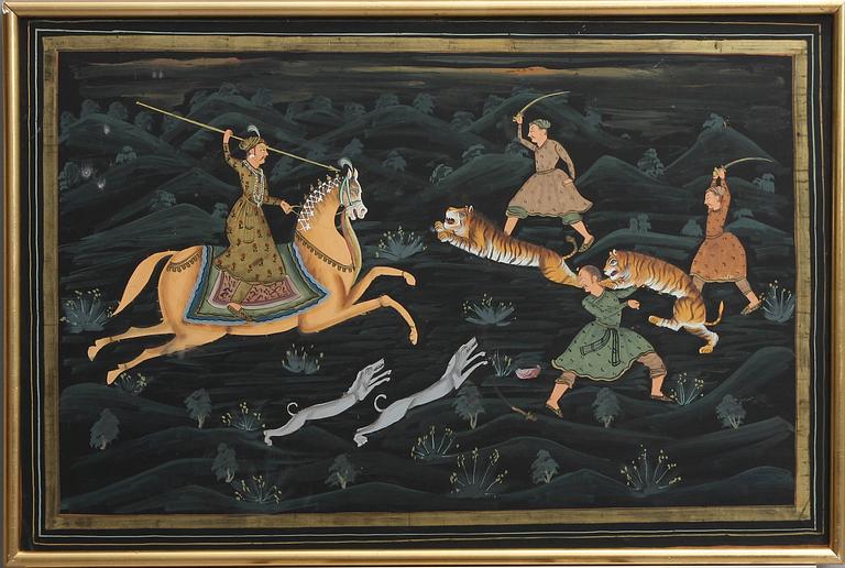 OKÄND KONSTNÄR, 4 st. Indien, 1900-tal sidenmåleri.