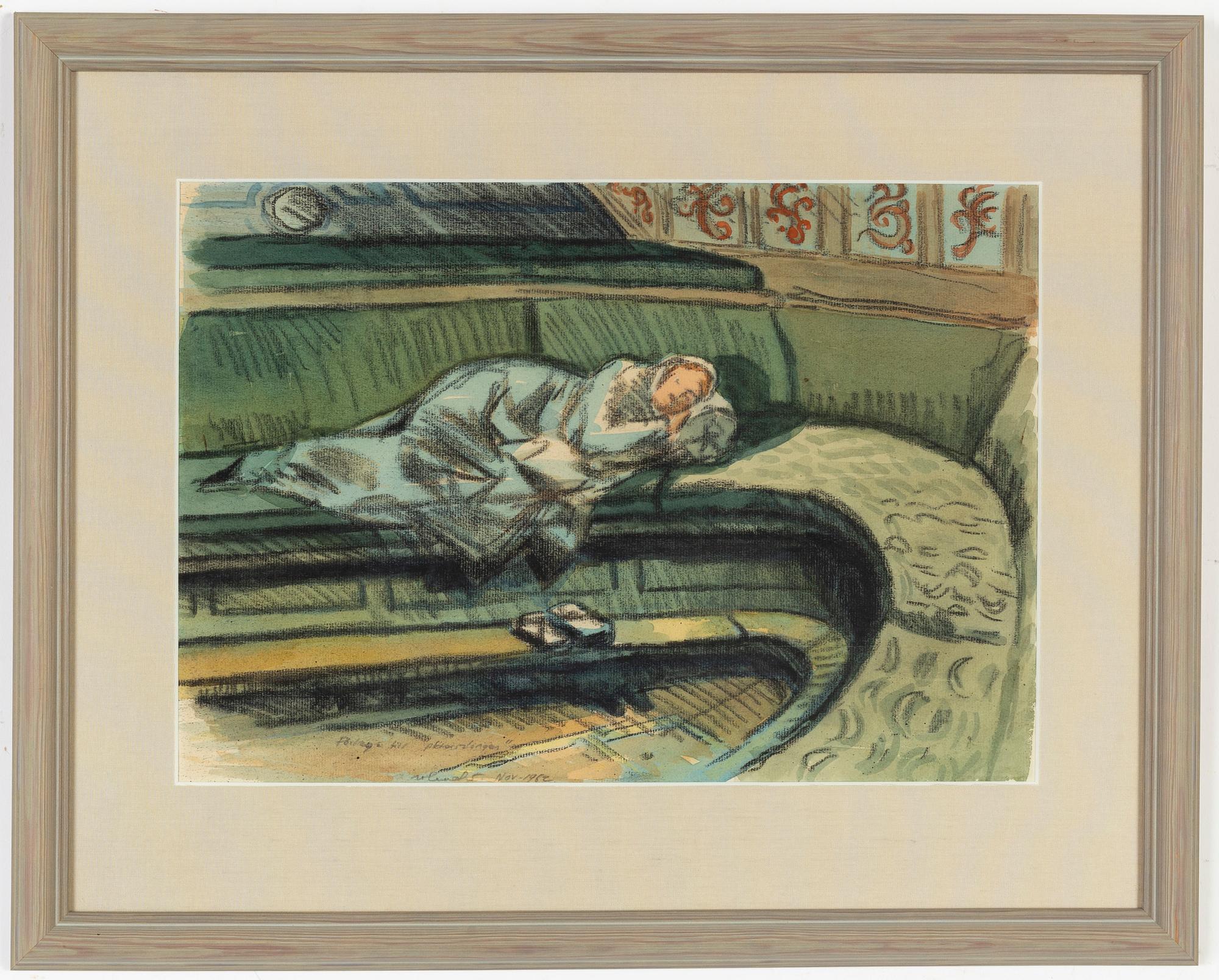 Roland Svensson, blandteknik på papper, signerad och daterad nov 1962.