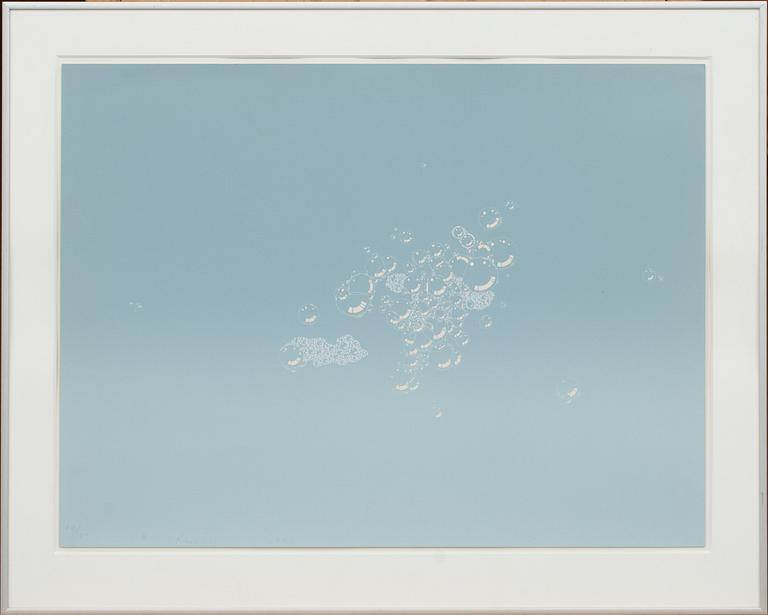 EDWARD RUSCHA, färgserigrafi,  "Grey Suds". Numrerad 69/100 och signerad daterad 1971.