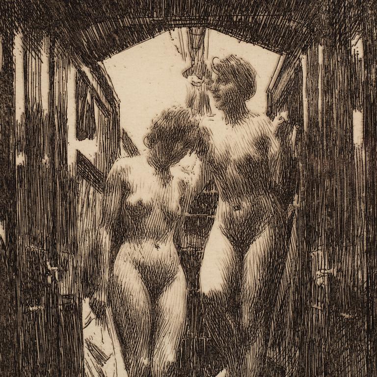 Anders Zorn, etching, 1914, signed in pencil.