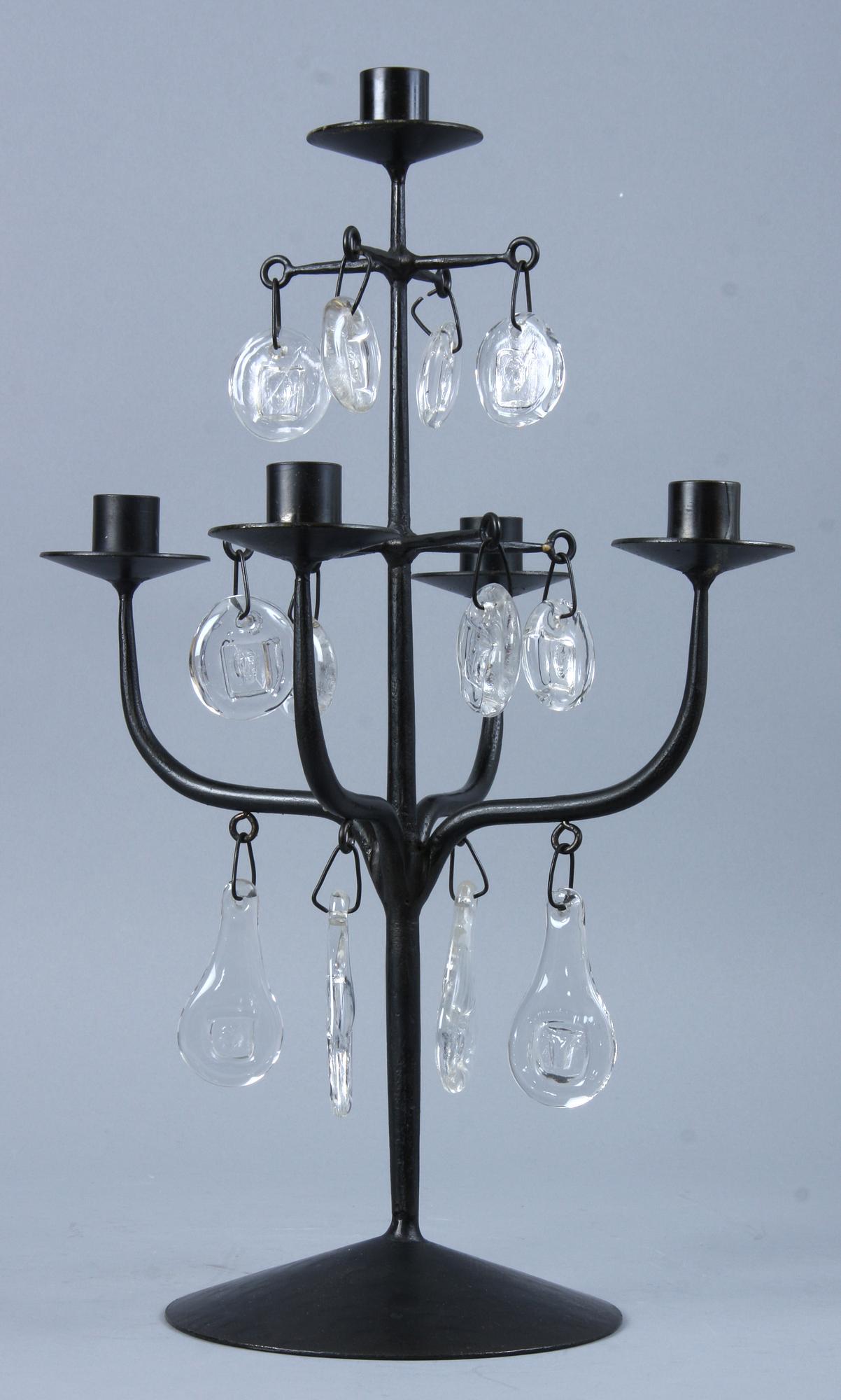 KANDELABER, gjutjärn samt glas, Erik Höglund, Kosta.