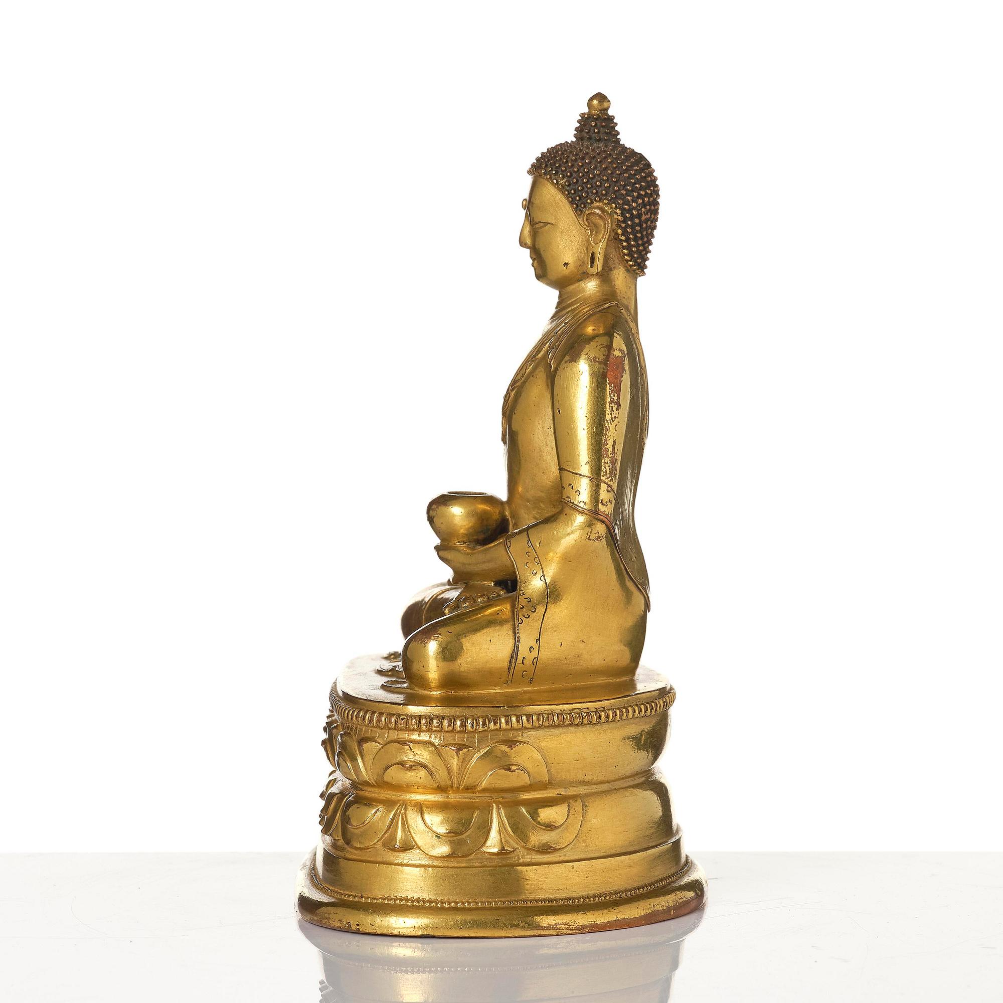 A Mongolian Gilt Bronze Figure of Buddha, Zanabazar school, 18th century.