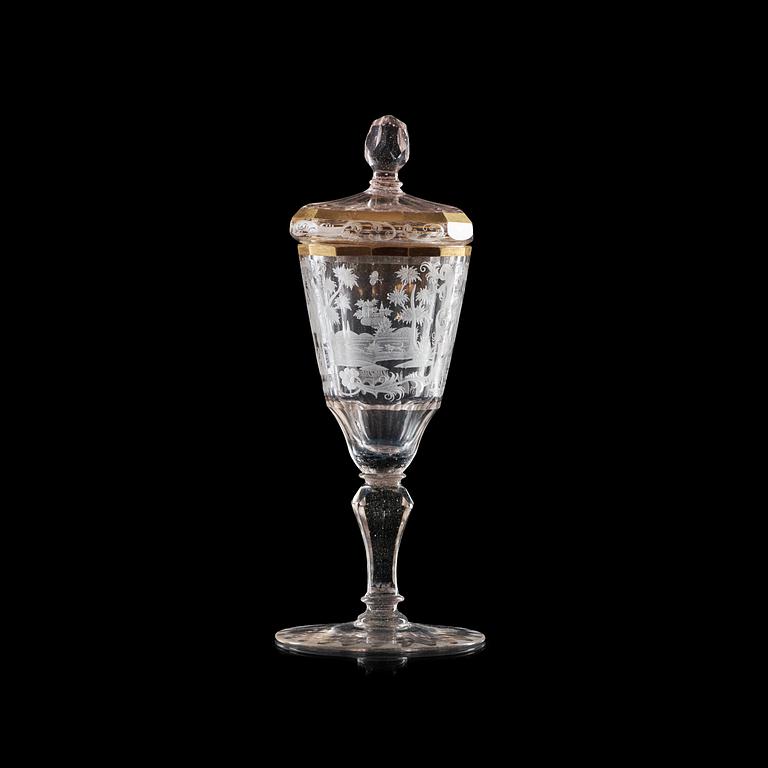 A Bohemian goblet with cover, 18th Century.