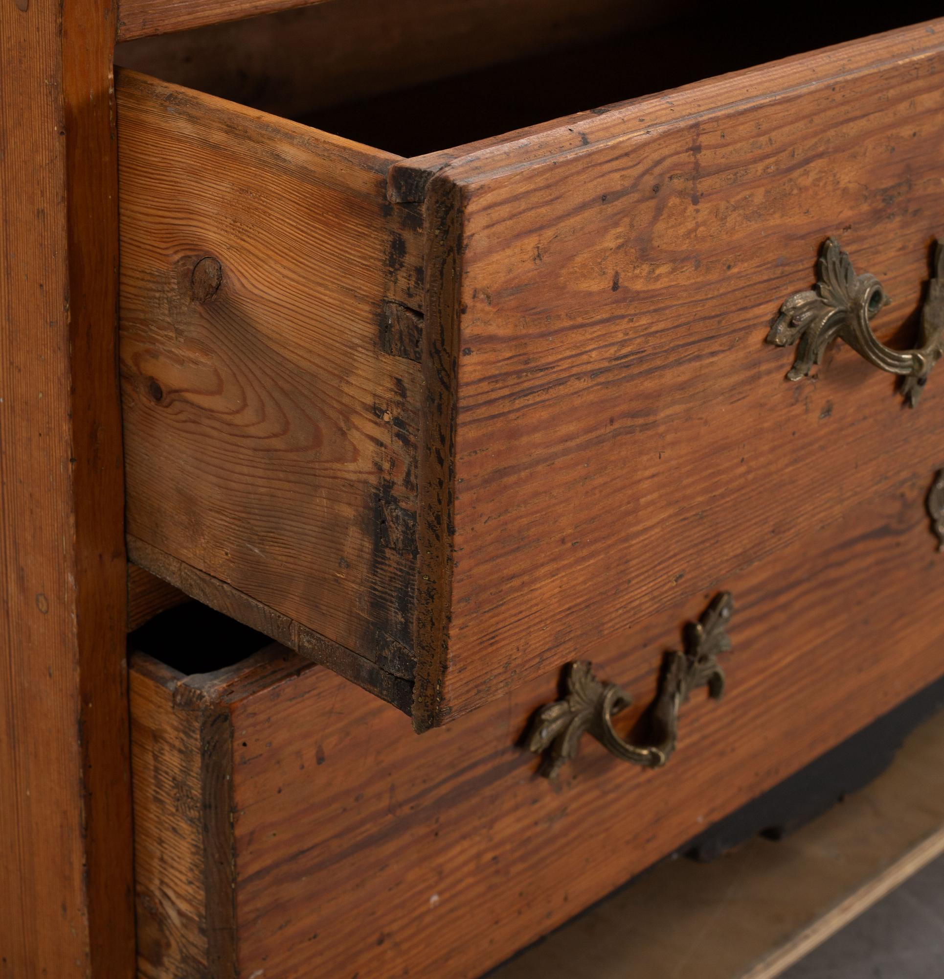 A pinewood secretaire, 18th Century.