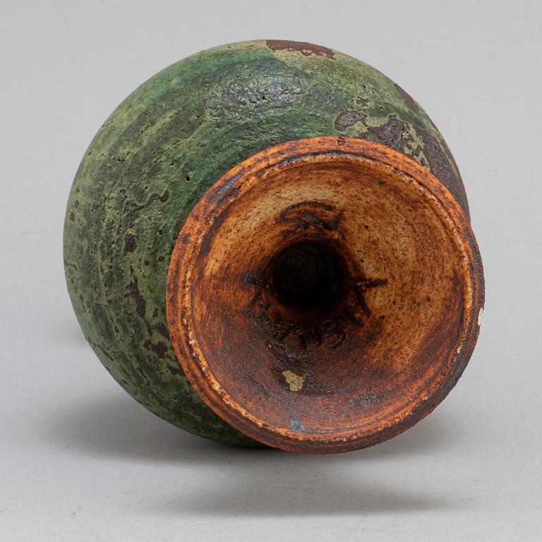 KYLLIKKI SALMENHAARA, a mid 20th century stoneware vase, signed, Arabia, Finland.