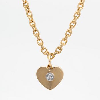 18K gold heart pendant with chain.