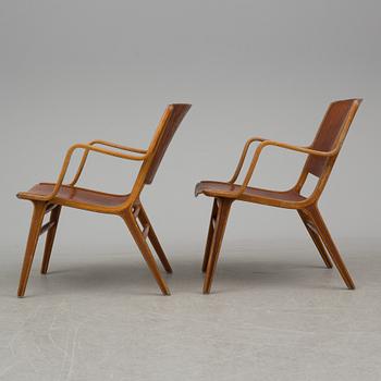 A pair of "Ax-chairs" by PETER HVIDT & ORLA MØLGAARD NIELSEN, Fritz Hansen, Denmark, 1950-60s.