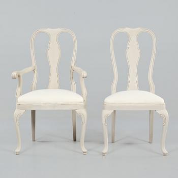 STOLAR, 8 st, samt KARMSTOLAR, 2 st, rokokostil, 1900-tal.